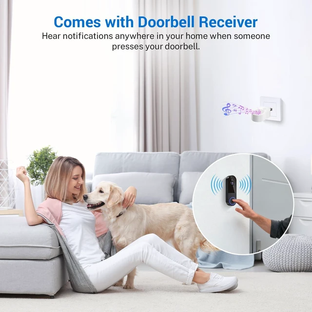 Alt view image 4 of 7 - Wireless Smart Video Doorbell, Battery-Powered AI Human Motion Detection, Intercom Night Vision Supports Cloud Storage (Sold Separately), Indoor/Outdoor Use