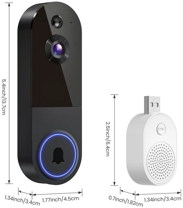 Alt view image 3 of 7 - Wireless Smart Video Doorbell, Battery-Powered AI Human Motion Detection, Intercom Night Vision Supports Cloud Storage (Sold Separately), Indoor/Outdoor Use