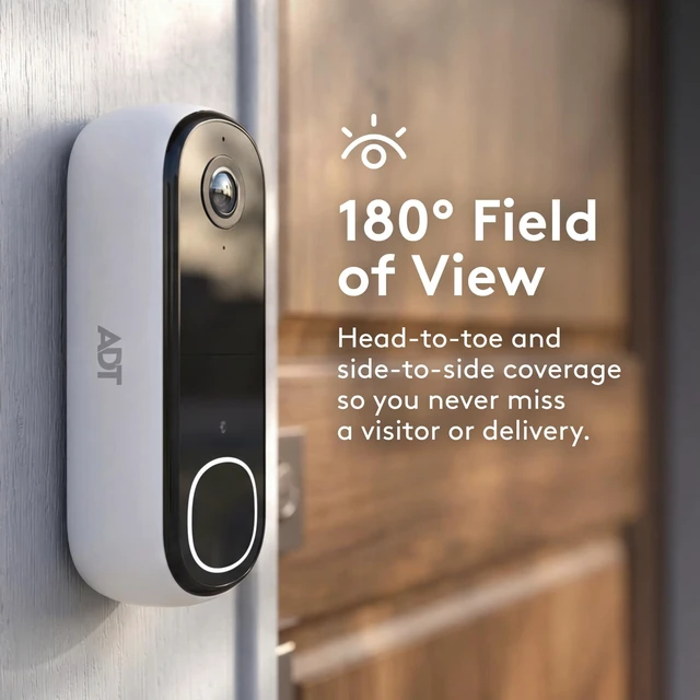 Alt view image 4 of 7 - Video Doorbell Camera, 2K HDR, Wireless or Wired, Plan Required | 180 degree head-to-toe view, Night vision, Weather resistant, Smart detection, 2-way audio, ADT+ App