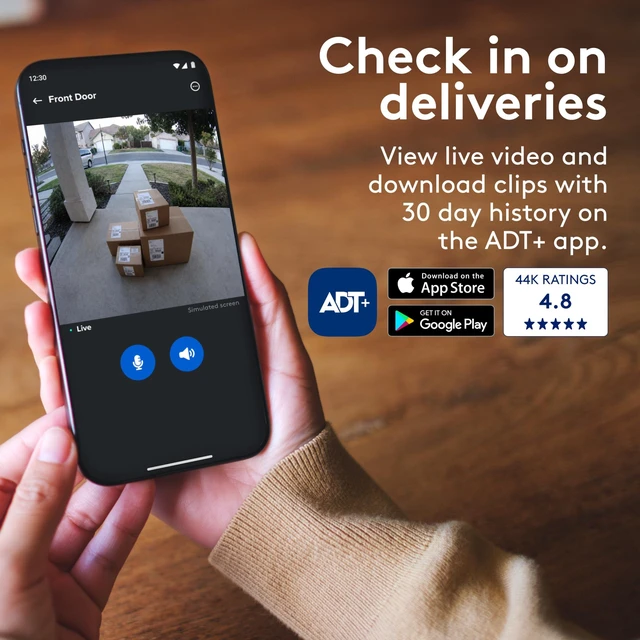 Alt view image 6 of 7 - Video Doorbell Camera, 2K HDR, Wireless or Wired, Plan Required | 180 degree head-to-toe view, Night vision, Weather resistant, Smart detection, 2-way audio, ADT+ App