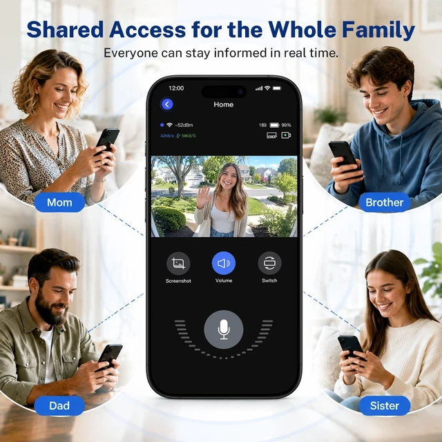 Alt view image 5 of 7 - 1080P Wireless Security Camera, Doorbell Camera Battery Powered | AI Human Motion Detection,120° Wide View, 2.4G WiFi, Night Vision, 2 Way Talk, Indoor/Outdoor Surveillance, Cloud Storage