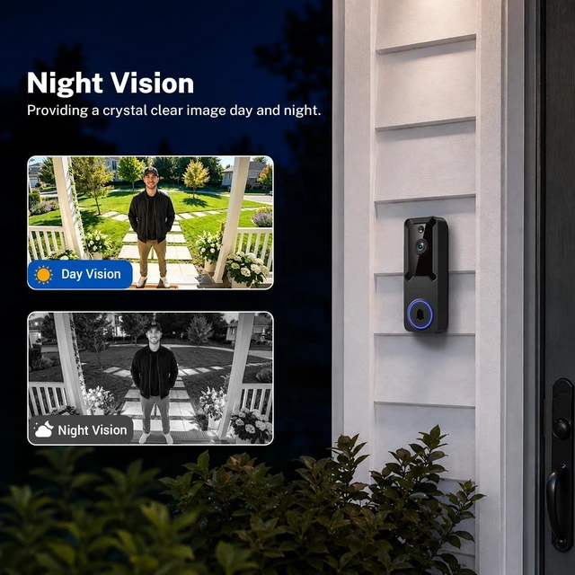 Alt view image 7 of 7 - 1080P Wireless Security Camera, Doorbell Camera Battery Powered | AI Human Motion Detection,120° Wide View, 2.4G WiFi, Night Vision, 2 Way Talk, Indoor/Outdoor Surveillance, Cloud Storage