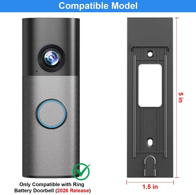 Alt view image 2 of 7 - 2026 Upgrade No-Drill Adhesive Mount for Ring Newest 2026 Battery Doorbell, No Drilling Wireless Video Camera Door Mounting Holder Bracket Accessories Easy Installation for Apartments Office Houses