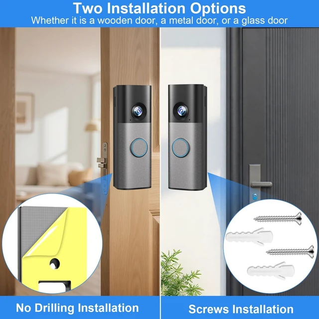 Alt view image 3 of 7 - 2026 Upgrade No-Drill Adhesive Mount for Ring Newest 2026 Battery Doorbell, No Drilling Wireless Video Camera Door Mounting Holder Bracket Accessories Easy Installation for Apartments Office Houses