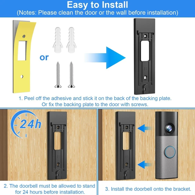 Alt view image 6 of 7 - 2026 Upgrade No-Drill Adhesive Mount for Ring Newest 2026 Battery Doorbell, No Drilling Wireless Video Camera Door Mounting Holder Bracket Accessories Easy Installation for Apartments Office Houses