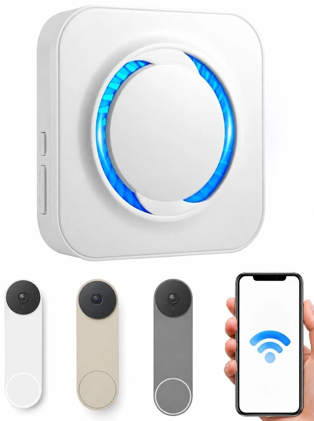Main image of WiFi Chime for Nest Doorbell, 32 Tones, LED Flash, 999+ Expandable | Works with Google Nest Video Doorbell, Plug and Play Indoor Chime, 5 Volume Levels, Silent Flash Mode, Whole-Home Coverage