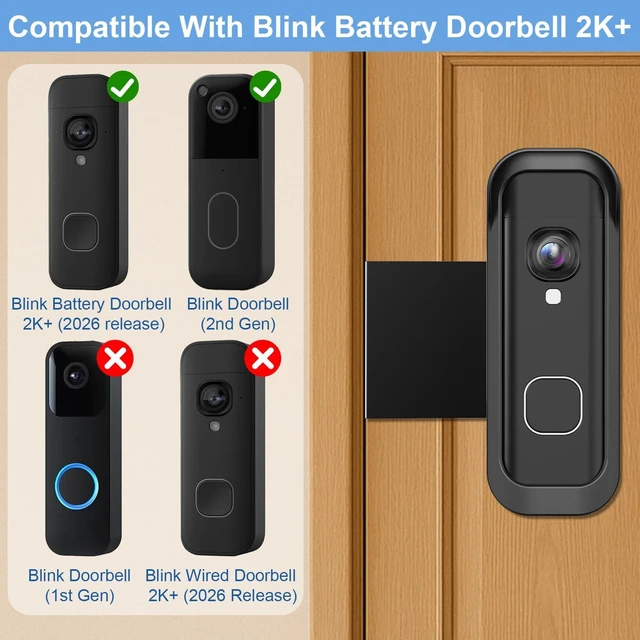 Alt view image 2 of 7 - Anti-Theft Doorbell Mount for Blink New 2026 Battery Doorbell 2K+, No Drill Doorbell Camera Mount,Wireless Video Doorbell Mounting Bracket with Rain Cover for Apartment Rental,Not for Security Door
