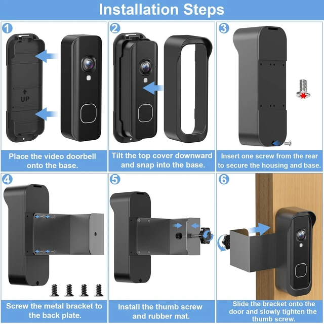 Alt view image 6 of 7 - Anti-Theft Doorbell Mount for Blink New 2026 Battery Doorbell 2K+, No Drill Doorbell Camera Mount,Wireless Video Doorbell Mounting Bracket with Rain Cover for Apartment Rental,Not for Security Door