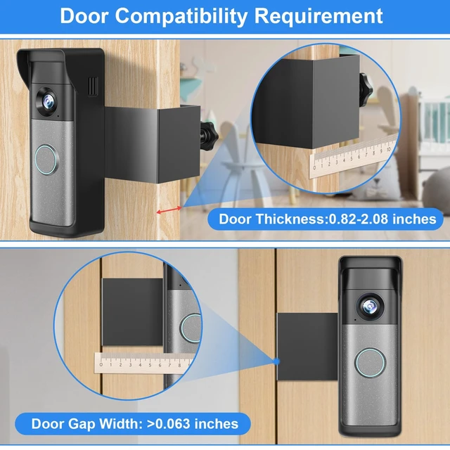 Alt view image 4 of 7 - Anti-Theft Doorbell Mount Compatible with R-ing Newest 2026 Battery Doorbell/Plus/Pro, No Drill Wireless Video Camera Doorbell Bracket with Rain Cover for Apartment Rental, Not for Security Door