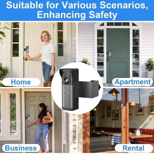 Alt view image 7 of 7 - Anti-Theft Doorbell Mount Compatible with R-ing Newest 2026 Battery Doorbell/Plus/Pro, No Drill Wireless Video Camera Doorbell Bracket with Rain Cover for Apartment Rental, Not for Security Door