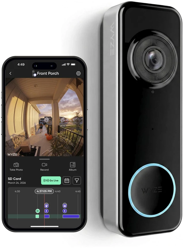 Main image of Battery Video Doorbell Wireless Camera, 1536x1536 HD+ with Color Night Vision, 2-Way Audio, 1:1 Head-to-Toe View, Person/Vehicle/Package Monitor, Wire-Free/Wired Option, 1 Minute Easy Setup