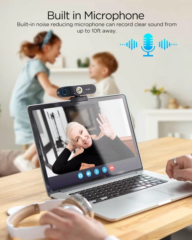 Alt view image 7 of 7 - Webcam 1080P with Microphone & Privacy Cover for PC/Laptop, USB Computer Camera Plug & Play with Auto Light Correction for Video Calls, Live Streaming Gaming & Online Meetings (not Tripod)