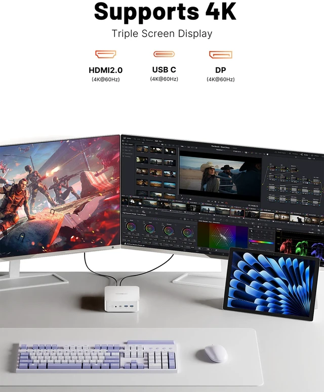 Alt view image 5 of 7 - ORIGIMAGIC N5 Mini PC, Ryzen 3 5400U up to 4.0GHz, 16GB DDR4 RAM 512GB NVMe SSD, Triple 4K Display, Dual 2.5GbE, WiFi 5, Bluetooth 5.0, Dual M.2 Storage Expansion, Small Desktop for Office Business
