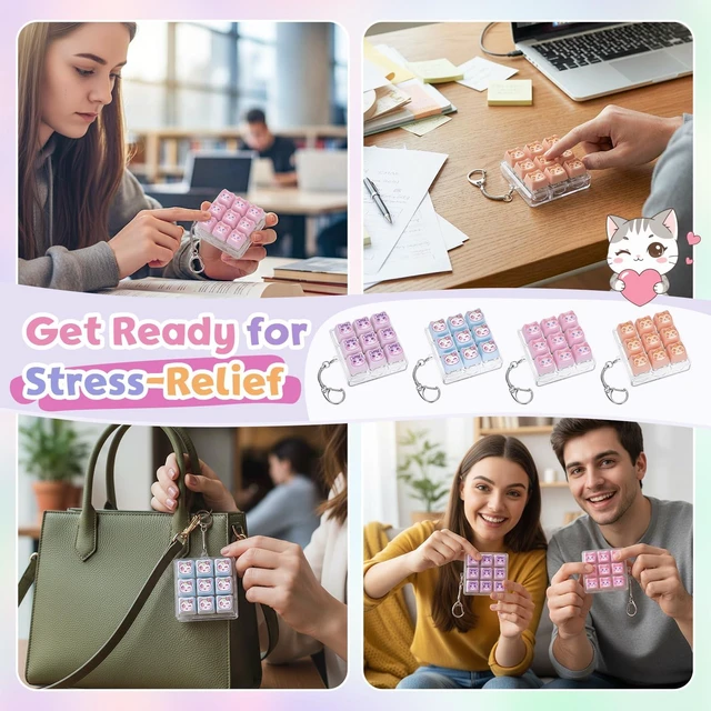 Alt view image 6 of 6 - Macaron Cat Mechanical Keyboard Fidget Keychain with Clicky Sound | 9-Key Kawaii Keyboard KeyCaps Toys Clicker for Adults Cat Lover Stress Relief & Desk Decor