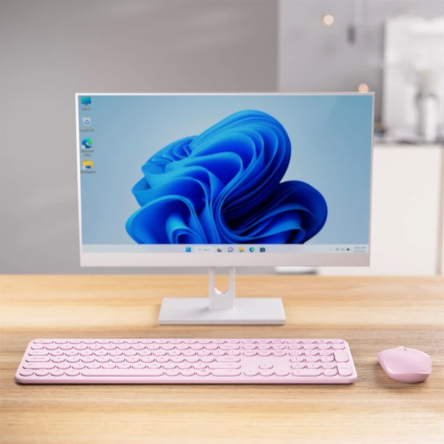 Alt view image 2 of 6 - Wireless Keyboard and Mouse Combo (Pink) | Retro Round Typewriter Keys, 2.4G Silent Connection, Ergonomic Aesthetic Desk Set for Home Office, Laptop, PC, Mac
