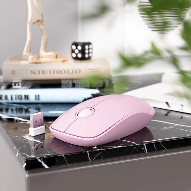 Alt view image 5 of 6 - Wireless Keyboard and Mouse Combo (Pink) | Retro Round Typewriter Keys, 2.4G Silent Connection, Ergonomic Aesthetic Desk Set for Home Office, Laptop, PC, Mac