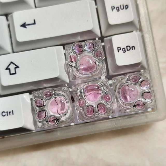 Main image of Cat Claw Keycap Cute Drip Glue Backlight Keycaps DIY ESC Arrow Key Keycap Replacement for Cherry MX Gaming Mechanical Keyboard (4Keys Pink Transparent)