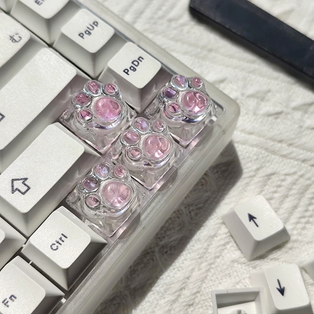 Alt view image 3 of 7 - Cat Claw Keycap Cute Drip Glue Backlight Keycaps DIY ESC Arrow Key Keycap Replacement for Cherry MX Gaming Mechanical Keyboard (4Keys Pink Transparent)