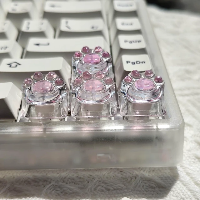 Alt view image 2 of 7 - Cat Claw Keycap Cute Drip Glue Backlight Keycaps DIY ESC Arrow Key Keycap Replacement for Cherry MX Gaming Mechanical Keyboard (4Keys Pink Transparent)