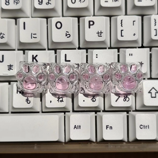 Alt view image 7 of 7 - Cat Claw Keycap Cute Drip Glue Backlight Keycaps DIY ESC Arrow Key Keycap Replacement for Cherry MX Gaming Mechanical Keyboard (4Keys Pink Transparent)