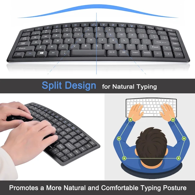Alt view image 2 of 7 - Wave Keys Wireless Ergonomic Keyboard - 2.4G USB - Portable - Scissors Foot Structure, Stain-Resistant Fabric for Windows, Desktop, Laptop