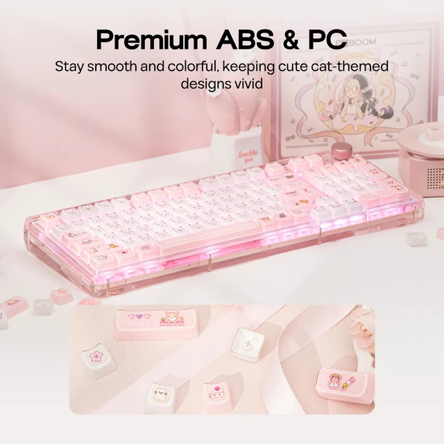Alt view image 3 of 7 - Cute Cat Keycaps Set, Mao Profile, Cat Shape | PC+ABS Keycap for MX Switch Mechanical Keyboard, Compatible with 60%, 65%, 75%, TKL, 96%, Full-Sized Layout (Mewsic)