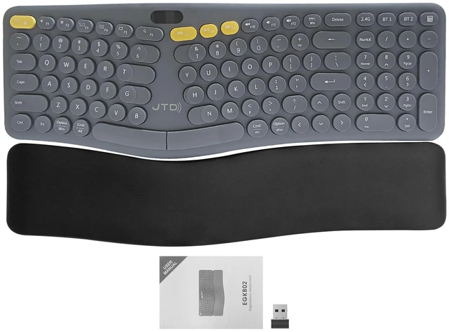 Main image of ProType S Wireless Split Ergonomic Keyboard for Long Nails, Carpal Tunnel Relief, 2.4G & Bluetooth, Rechargeable, Detachable Palm Rest, Quiet Mechanical Keys for Windows, Mac, iPad