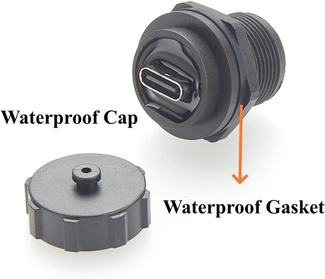 Alt view image 7 of 7 - IP67 Waterproof USB 3.1 Type C Flush Panel Mount Coupler 10Gbps USB C Female to Female Bulkhead Pass Through Connector Threaded Fixed Recessed Charging & Data Adapter with Dust Cap (1PCS)