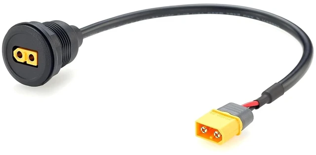 Main image of XT60 Male to Female Panel Mount Battery Power Extension Cable, 16AWG (1FT)