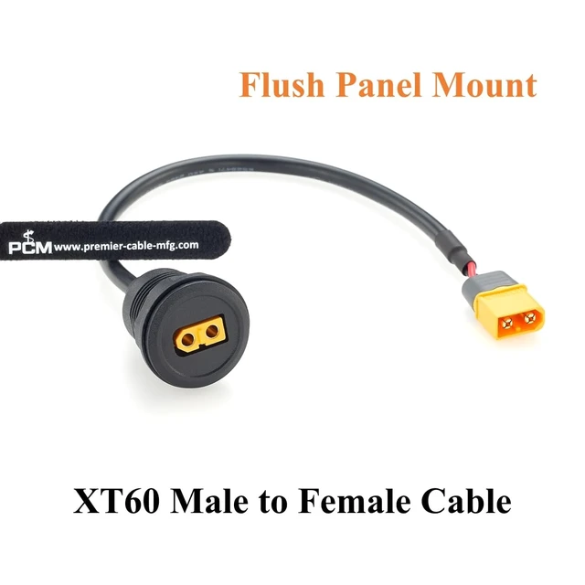 Alt view image 6 of 7 - XT60 Male to Female Panel Mount Battery Power Extension Cable, 16AWG (1FT)