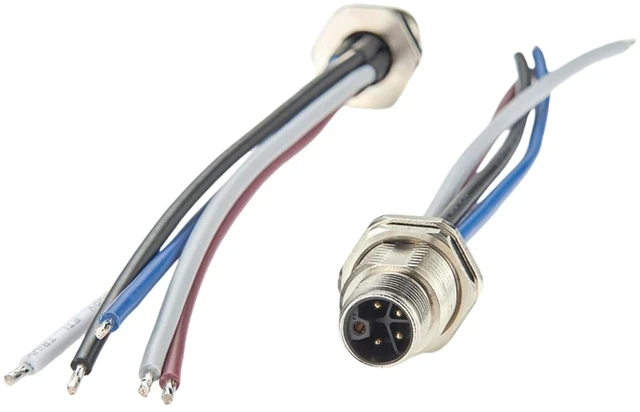 Main image of M12 5 Pin L-Code Male Panel Mount Power Flying Lead Cable (1Pc, 15CM)
