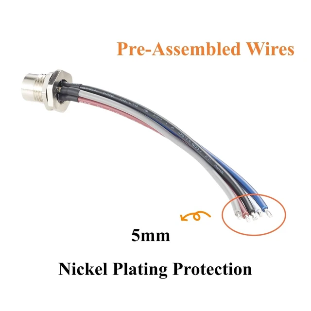 Alt view image 4 of 7 - M12 L-Code 5 Pin Female Panel Mount Power Receptacle Cable (0.15M/0.5FT)