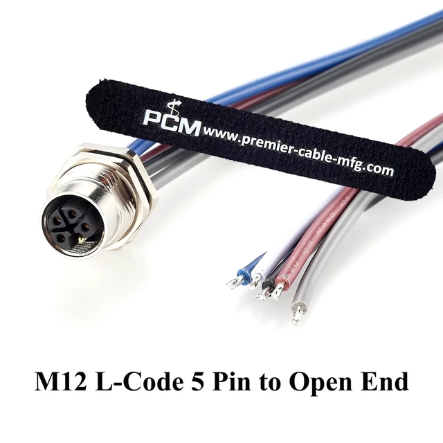 Alt view image 5 of 7 - M12 L-Code 5 Pin Female Panel Mount Power Receptacle Cable (0.15M/0.5FT)