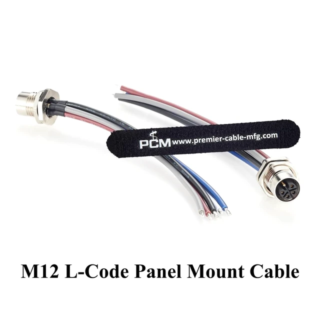 Alt view image 6 of 7 - M12 L-Code 5 Pin Female Panel Mount Power Receptacle Cable (0.15M/0.5FT)