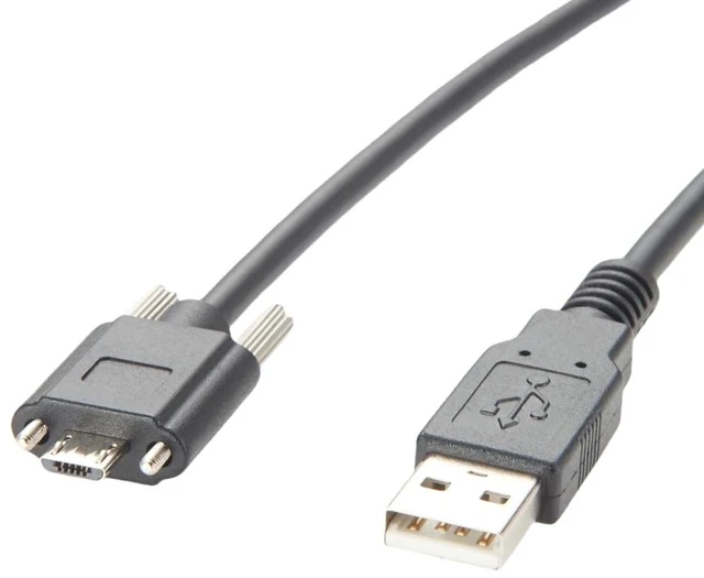 Main image of USB 2.0 A Male to Micro USB Locking Screw Panel Mount Cable USB 2.0 Micro B Sync Charging & Data Cord Camera link Cable for Industrial Camera,Cell Phone,Tablet,MP3,Game Controller Hard Disk (1.5M/5FT)