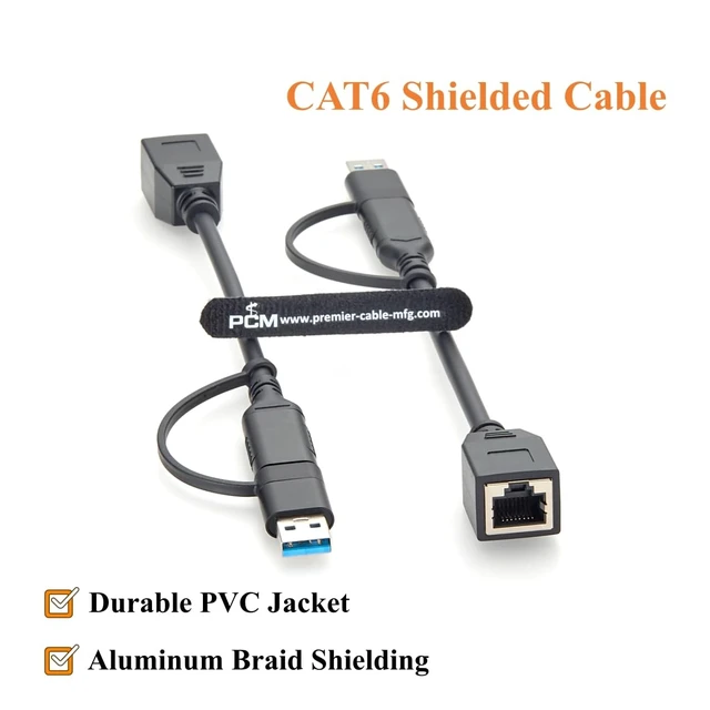 Alt view image 5 of 7 - 2-in-1 USB-A USB-C to RJ45 Female Gigabit Ethernet LAN Cable (10cm)