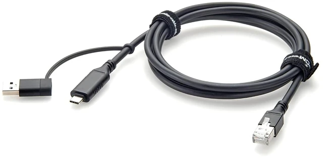 Main image of 2-in-1 USB-A USB-C to RJ45 Gigabit Ethernet LAN Cable, RTL8153B Chip (6FT)