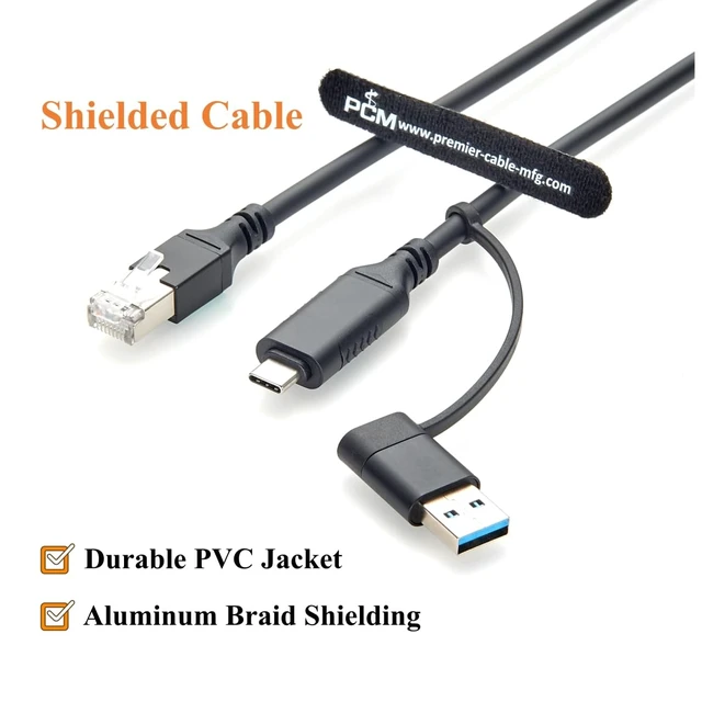 Alt view image 4 of 7 - 2-in-1 USB-A USB-C to RJ45 Gigabit Ethernet LAN Cable, RTL8153B Chip (6FT)