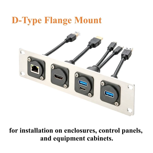 Alt view image 5 of 7 - Dual USB 3.0 A & USB 3.1 C Male to Female Panel Mount Extension Cable (1FT)