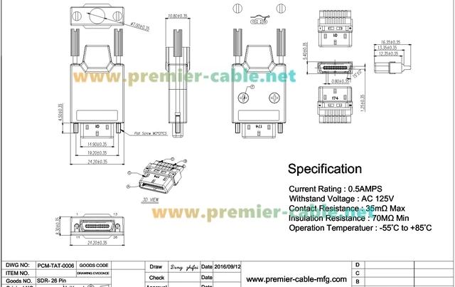 Alt view image 7 of 7 - SDR 26 Pin Male Camera Link Connector for Machine Vision, Frame Grabbers