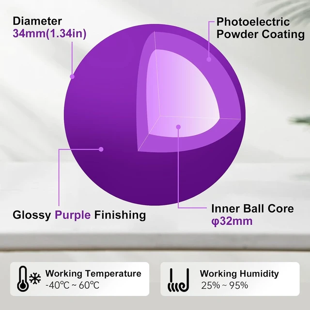 Alt view image 3 of 7 - SANWA Trackball 34mm/1.34in, Replacement Ball for Logitech m575, m570, MX Ergo, Perixx, Kensington, Elecom, and Other Compatible Trackball Mouse, Glossy Purple