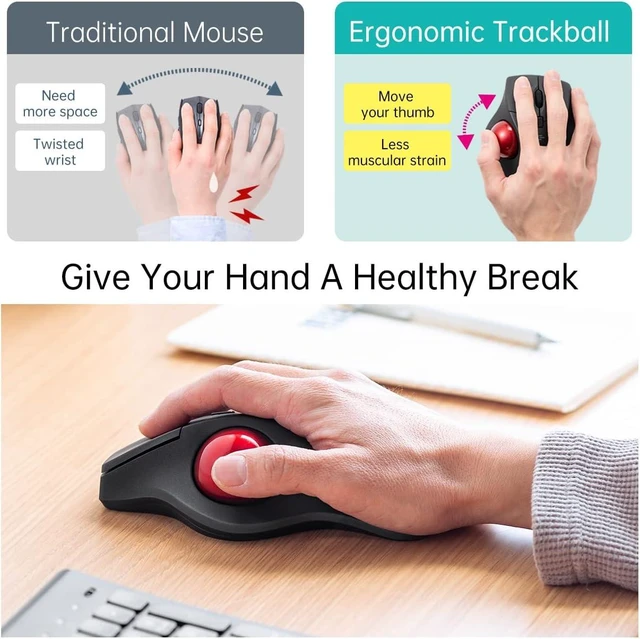 Alt view image 4 of 7 - SANWA Wired Trackball Mouse, Silent Click, Roller Ball Mice for Large Hands Programmable with Software, 40mm Ball, Thumb Control, 600-1600 DPI, Ergo Comfort, Plug & Play, Compatible Win, Mac, Chrome O