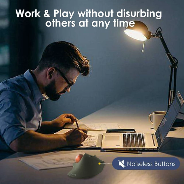 Alt view image 3 of 7 - SANWA Wired Trackball Mouse, Silent Click, Roller Ball Mice for Large Hands Programmable with Software, 40mm Ball, Thumb Control, 600-1600 DPI, Ergo Comfort, Plug & Play, Compatible Win, Mac, Chrome O