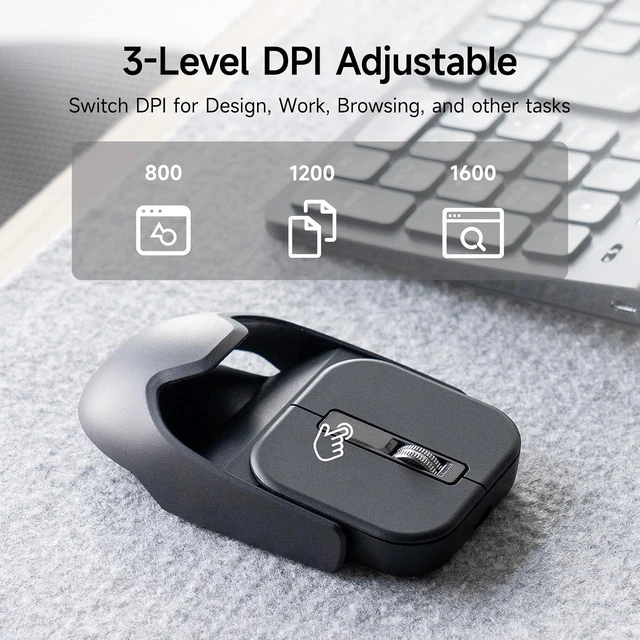 Alt view image 6 of 7 - SANWA Wireless + 2 Bluetooth Mini Mouse with Magnetic Palm Rest, 2 in 1 Portable Pocket Mouse for Laptop, 800/1200/1600 DPI, Rechargeable, Small Travel Mice for Win, Mac, Home, Office, Mobile Work