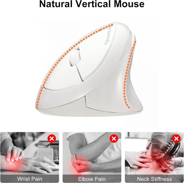Alt view image 2 of 7 - SANWA 2.4G Wireless Ergonomic Mouse, Vertical Mice for Small-Medium Hands Cordless Ergo Mouse, 800/1200/1600 DPI, Reduce Wrist Strain, 5 Buttons, Compatible with Win, Mac, Laptop, PC, Chrome, Black