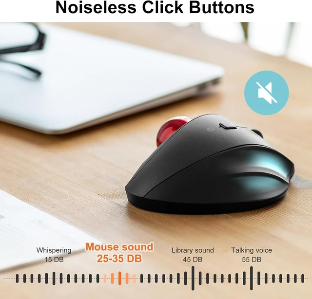 Alt view image 4 of 7 - SANWA Bluetooth Trackball Mouse, Wireless Silent Click Roller Ball Mouse, Programmable with Software, 600/800/1200/1600 DPI, Precise Thumb Control, Compatible with Win, Mac, Laptop, PC - Red Ball
