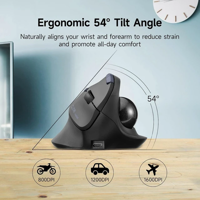 Alt view image 2 of 7 - SANWA Vertical Trackball Mouse, 2.4G & Bluetooth, Ergonomic Right-Hand For Medium Hands, Silent Click, Programmable with Software, Type-C Rechargeable, Precise Thumb Control, Compatible Win/ Mac