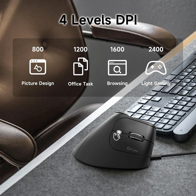 Alt view image 7 of 7 - SANWA 3-Device Ergonomic Vertical Mouse with LED Screen & Knob Control
Quick Tasks Access, Natural 57° Comfort, 2.4G Wireless+2 BT 5.0+Wired, Programmable with Software, Rechargeable, 800-2400DPI