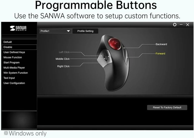 Alt view image 5 of 7 - SANWA TB137 Index Finger Wired Trackball Mouse + Bluetooth Numeric Keypad, Programmable Silent Buttons Roller Ball, Portable Financial Accounting Numpad, Compatible with Mac, Windows, Laptop, Black