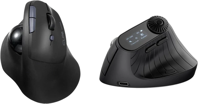 Main image of SANWA 2-DP Ergo Mouse with LED Screen + Wireless Trackball Mouse Set, Vertical Mouse Knob Control, Programmable Buttons, Silent Ergonomic Roller Ball Mice, Compatible with Mac, Windows, Laptop, Androi